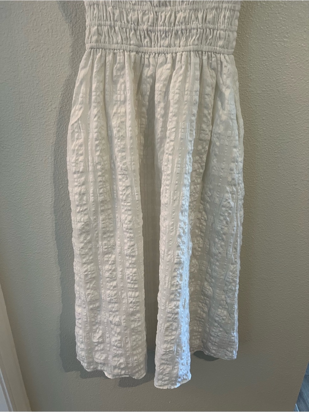 Madewell White Textured Midi Dress with Puff Sleeves - Picture 4 of 11